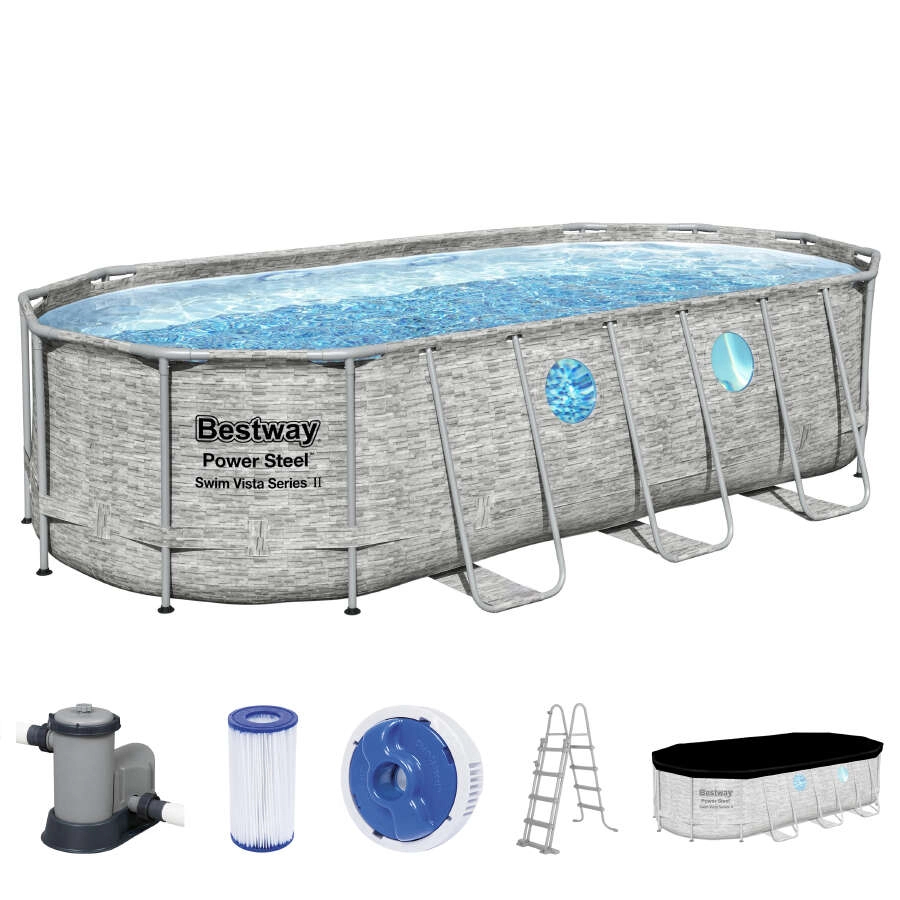 Bestway Power Steel Swim Vista Series II – Frame Pool Komplett-Set 549 × 274 × 122 cm