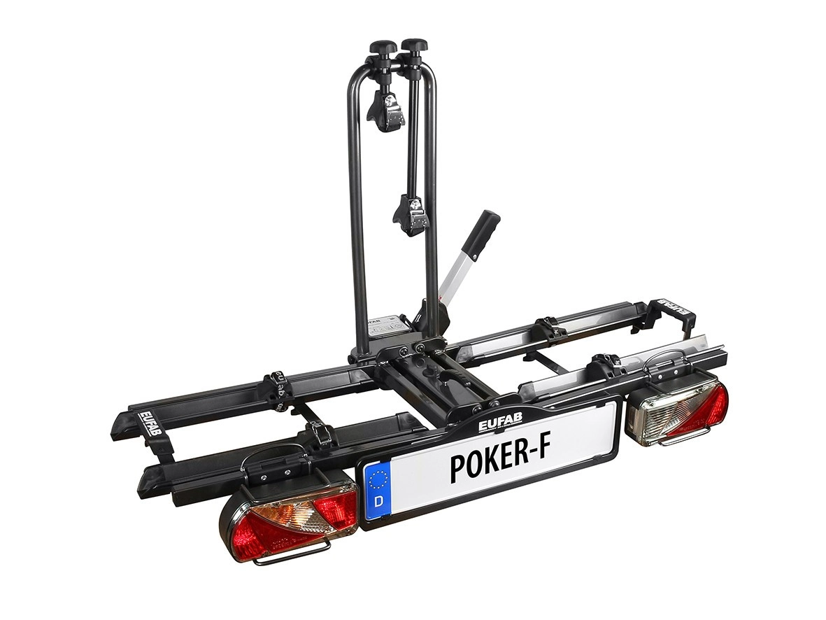 Eufab Poker-F - Zusammenklappbarer Fahrradträger für Anhängerkupplung – robust, flexibel & komfortabel